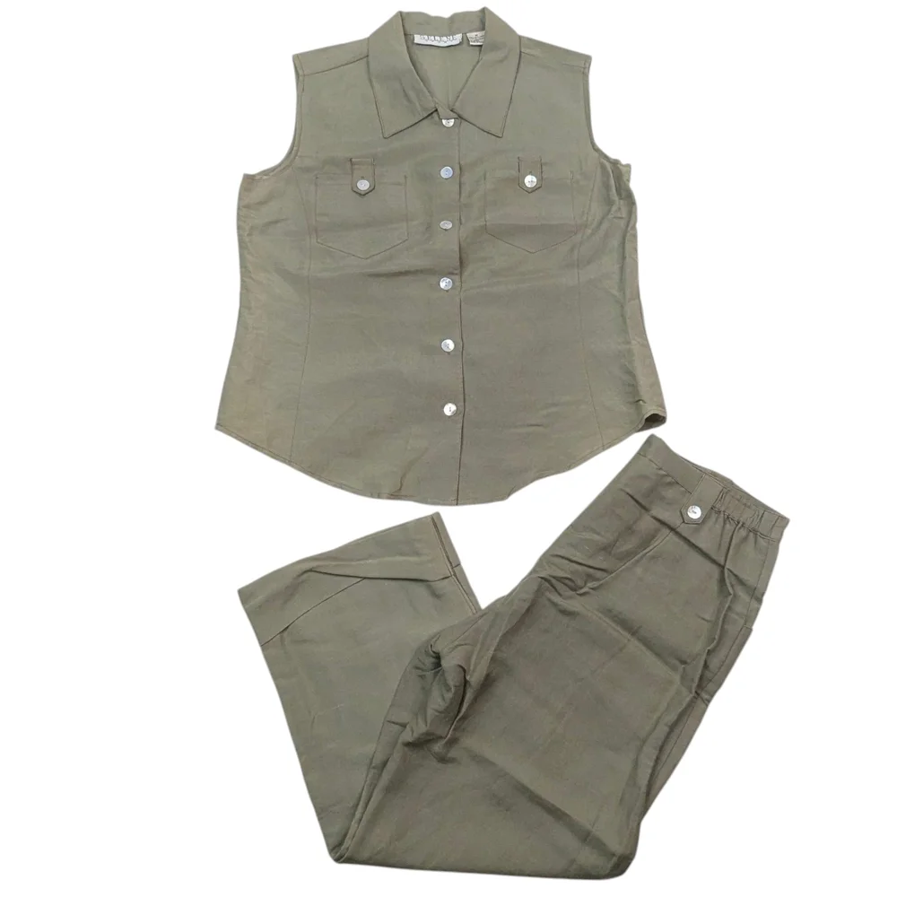 Women's Olive Sleeveless Jumpsuit - Picture 1 of 16